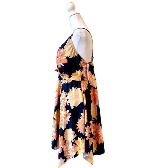 Nieyook Elegant Floral Tankini Dress Swimsuit Top Only Orange and Black Size 20W - Picture 5 of 9
